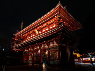 Fototapeta na wymiar Tokyo, Japan - 24.2.20: Sensoji in the evening, with very few visitors present