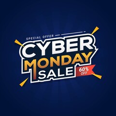 Cyber Monday sale banner template for business promotion vector illustration
