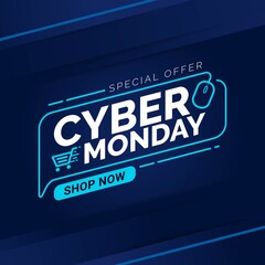 Cyber Monday sale banner template for business promotion vector illustration