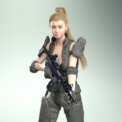 3D Illustration Army Girl 2