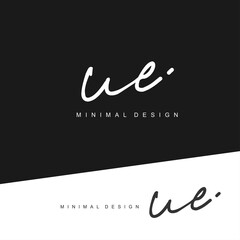 UE Initial handwriting or handwritten logo for identity. Logo with signature and hand drawn style.