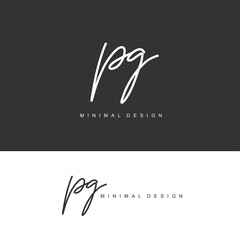 PG Initial handwriting or handwritten logo for identity. Logo with signature and hand drawn style.