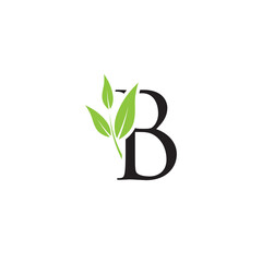 Letter B nature logo design. Simple minimalist vector template