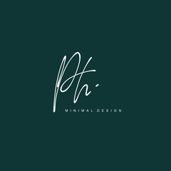 PH Initial handwriting or handwritten logo for identity. Logo with signature and hand drawn style.