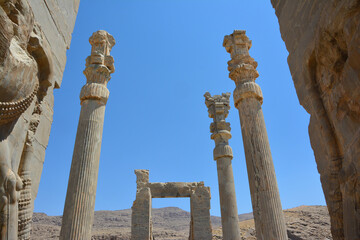 Partial view of the Gate of All Nations, the entrance to Persepolis.  View from the we