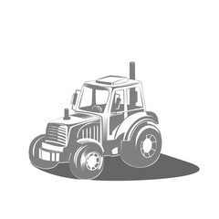 Tractor symbolic icon isolated on white background. Vector illustration for design, logo, agriculture concept.