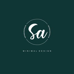 SA Initial handwriting or handwritten logo for identity. Logo with signature and hand drawn style.