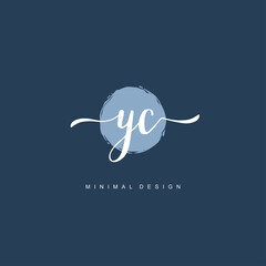 YC Initial handwriting or handwritten logo for identity. Logo with signature and hand drawn style.
