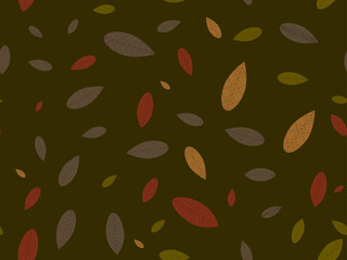 Autumn leaves seamless pattern. Falling leaves, leaf fall. Background for surfaces, printing on paper and fabric. Vector illustration