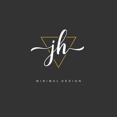 JH Initial handwriting or handwritten logo for identity. Logo with signature and hand drawn style.
