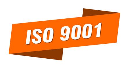 iso 9001 banner template. ribbon label sign. sticker