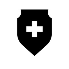 Medical health protection shield cross. Protected medicine guard shield icon concept. Safety mark badge
