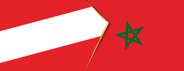 Austria and Morocco flags, two vector flags.