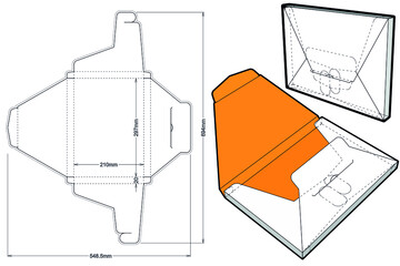 Packaging Envelope 29,7x21x2cm and Die-cut Pattern. The .eps file is full scale and fully functional. Prepared for real cardboard production.