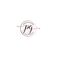 PG Initial handwriting logo template vector