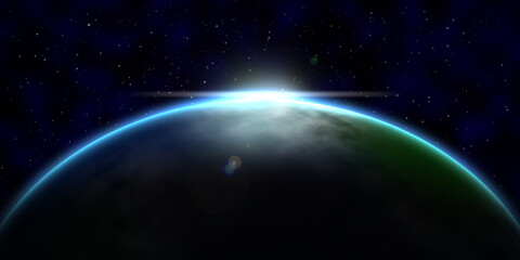 Fototapeta na wymiar View of blue planet Earth in space.
