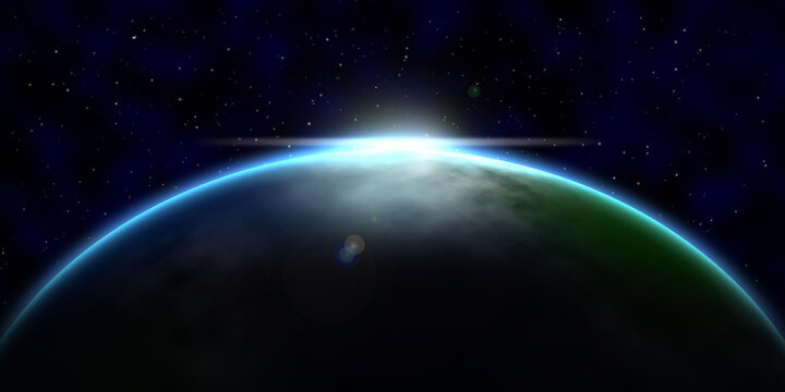 View of blue planet Earth in space.