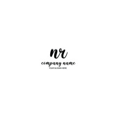 NR Initial handwriting logo template vector