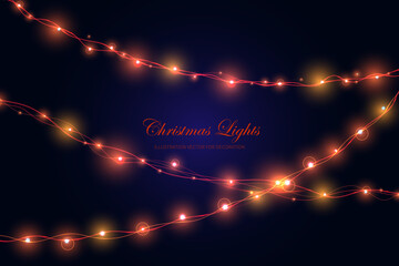 Christmas lights background. Abstract bokeh background. Christmas lights. Vector illustration