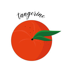 New Year's, juicy and fragrant tangerine with green leaves