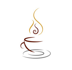 Coffee vector icon illustration design. Smoke Line. Line art coffee isolated on white