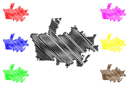 Depok City (Republic of Indonesia, Java island) map vector illustration, scribble sketch City of Depok map