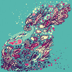 Dudling. Summer theme for your design.