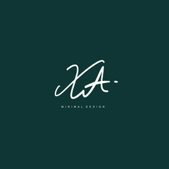 XA Initial handwriting or handwritten logo for identity. Logo with signature and hand drawn style.