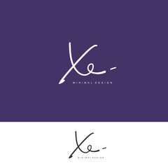 XE Initial handwriting or handwritten logo for identity. Logo with signature and hand drawn style.