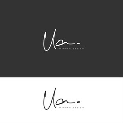 UA Initial handwriting or handwritten logo for identity. Logo with signature and hand drawn style.