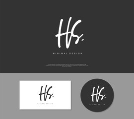 HS Initial handwriting or handwritten logo for identity. Logo with signature and hand drawn style.