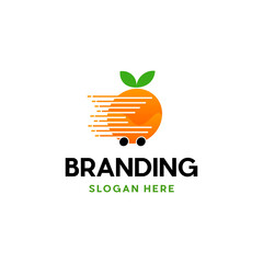 Delivery fast orange fruit logo template, 
