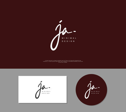 JA Initial handwriting or handwritten logo for identity. Logo with signature and hand drawn style.