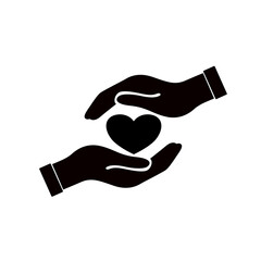 Illustration of hands holding love, heart, vector illustration