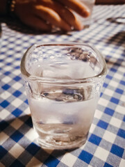 Cold shot of Serbian traditional drink named rakija