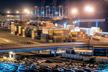 commercial containers in the cargo port