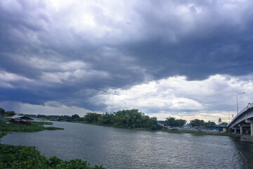 river and clouds