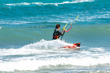 kite surfing in the sea
