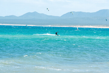 kite surfing in the sea