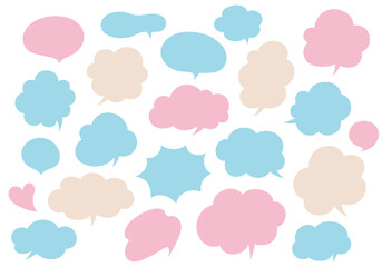 パステルカラーの吹き出しセット