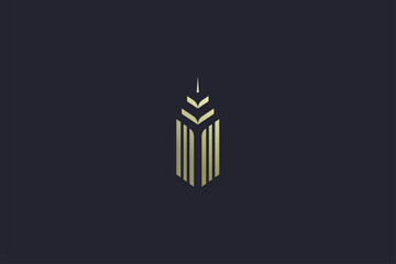 Luxury Gold Tower Property Real Estate Logo