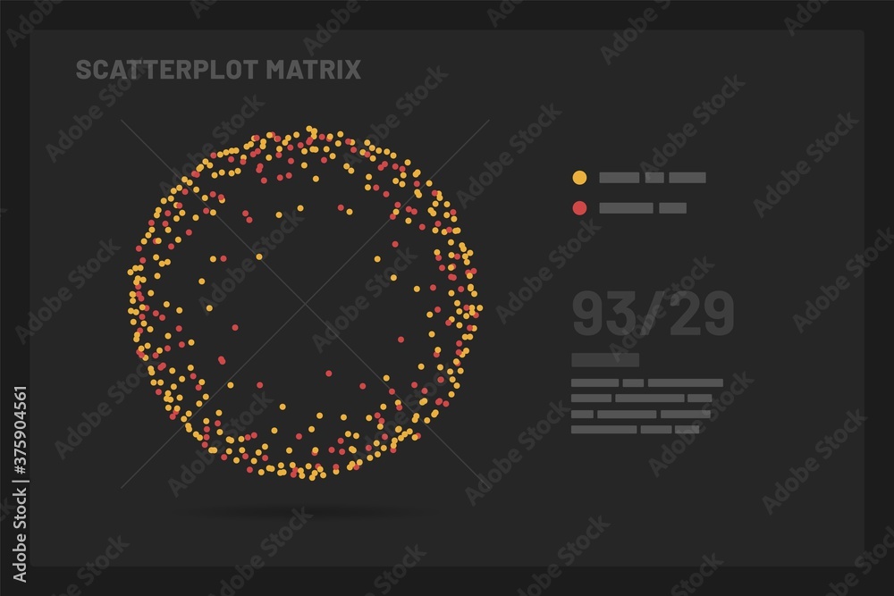 Poster scatterplot matrix. elements of infographics on a dark background. use in presentation templates, mo