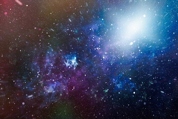 Panoramic looking into deep space. Dark night sky full of stars. The nebula in outer space.