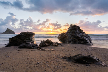 Bassets cove at sunset cornwall england uk 