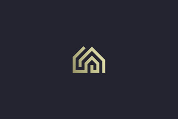 Fototapeta na wymiar Luxury Gold House Property Real Estate Logo