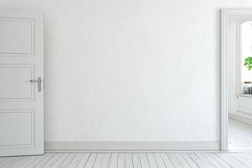 Zimmer mit leerer Wand Tür und Durchgang