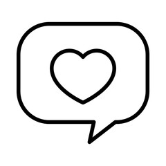 speech bubble with heart icon, line style