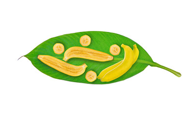 Fototapeta na wymiar Banana leaf isolated on white background