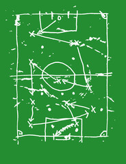grunge soccer o. football design template, soccer tactics scribble, vector with free copy space