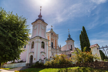 A beautiful church in a sunny day in the town of Izyaslav..